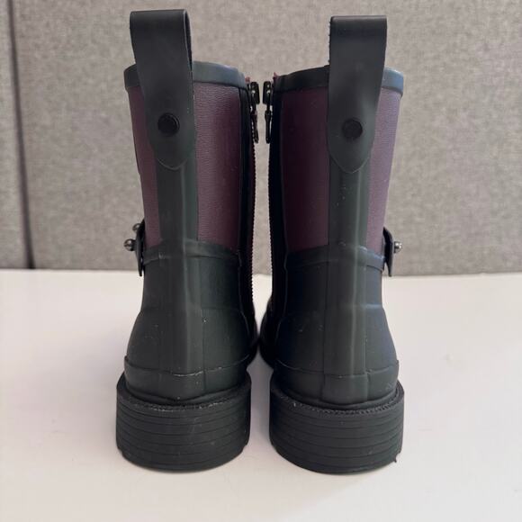 Rag & Bone Shoes Women 37 Black Moto Rubber Rain Boot Zip Strap Stud Detail - Picture 11 of 16